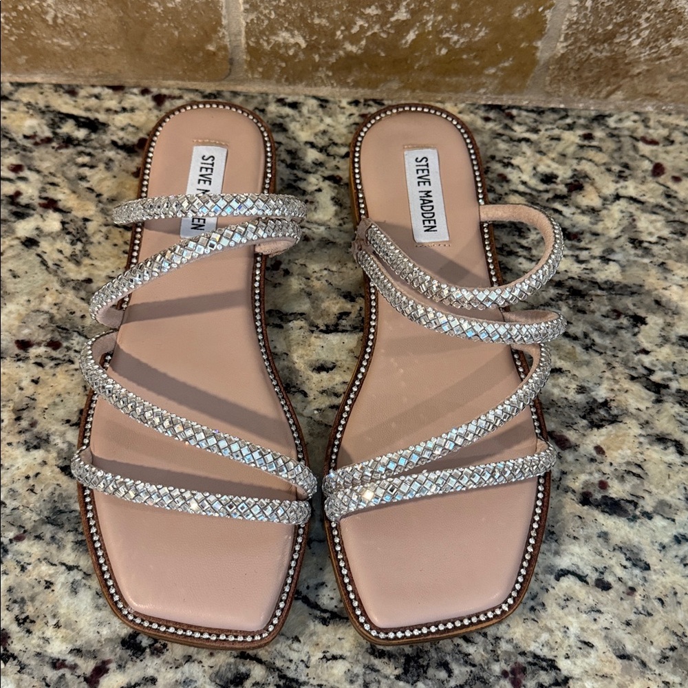 Steve Madden Silver Rhinestone Sandals